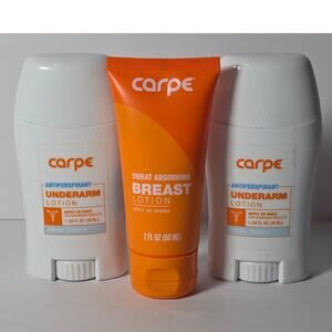Lot of 3 Carpe Antipersirant Deodorant And Antiperspirant Underarm Lotion Breast